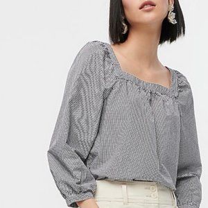 J.Crew Size Small Peasant Top | Black and White Gingham